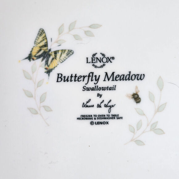 Lenox Butterfly Meadow Set Of 2 Scalloped Edge Dinner Plates 10” - Picture 5 of 6